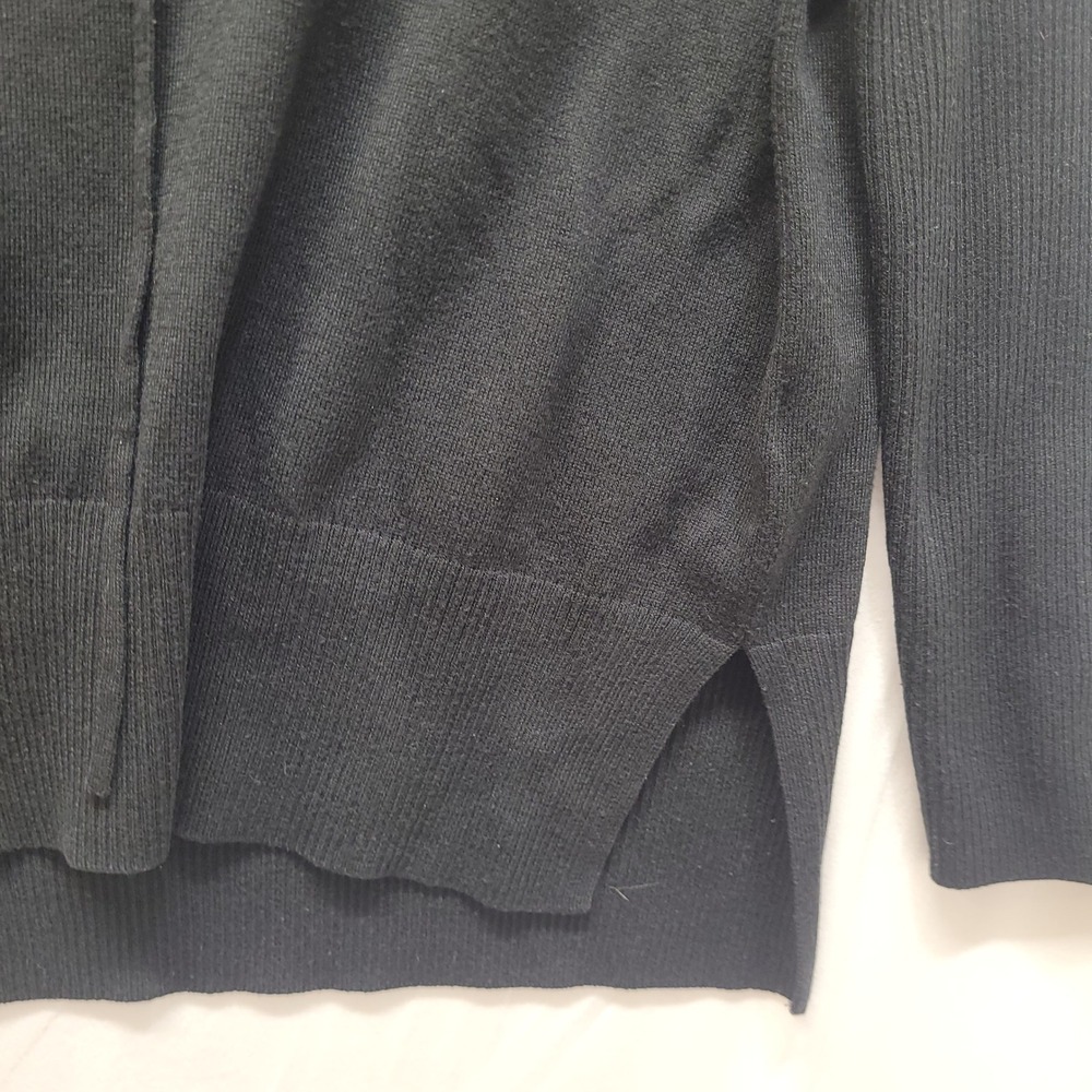Gap Body Womens Large Black Hoodie Sweater Relaxed Fit High-Low Hem Mixed Knits - Picture 6 of 15